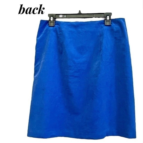 ANN TAYLOR Royal Blue Skirt Rayon Lined Midi Pencil Buttons Soft Women’s 10 - Picture 7 of 13